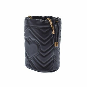 Gucci Leather Marmont GG Bag Shoulder Baguette Black